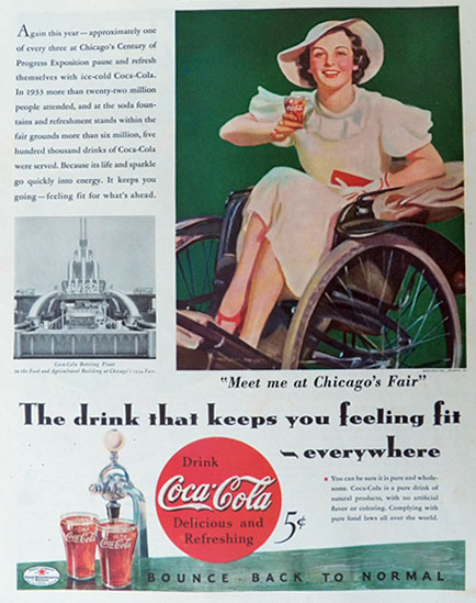 1934 Coca Cola Coke Ad ~ Chicago World's Fair