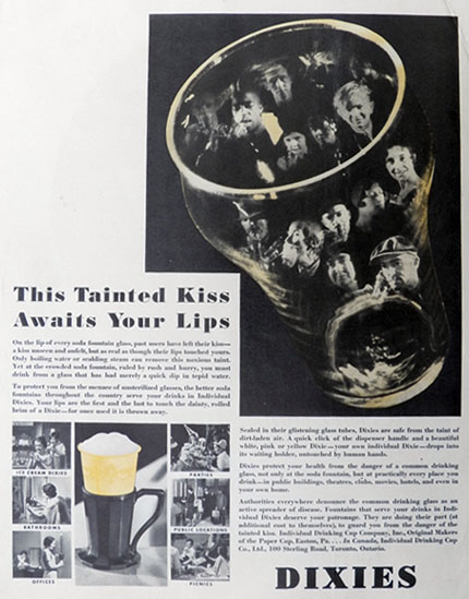 1931 Vintage Dixie Cup Ad ~ Tainted Kiss