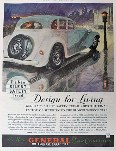 1934 General Balloon Tires Ad ~ Nice Art