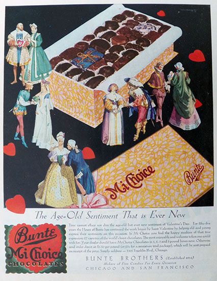 1931 Bunte Brothers Mi Choice Chocolates Ad ~ Age Old Sentiment