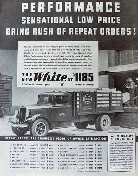 1934 White Trucks Photo Ad ~ New York Central Lines