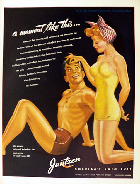 1943 Jantzen Pete Hawley Pinup Style Swimsuit Ad
