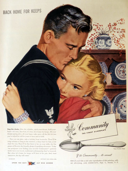 1944 Community Silverplate Ad ~ Lady Hamilton