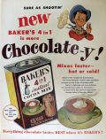 1952 Baker's Instant Cocoa Mix Ad ~ 4 in 1