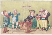 Comical Men & Hot Air Balloon ~ Victorian Trade Card Set