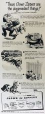 1944 Crown Zippers Ad ~ Keith Ward Dog Drawings