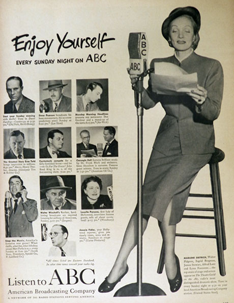 1948 ABC Radio Ad ~ Marlene Dietrich