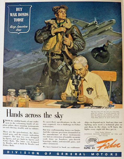 1942 Armament by Fisher Ad ~ Hands Across the Sky