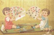Children Play Backgammon, Chess, etc ~ Victorian Trade Cards