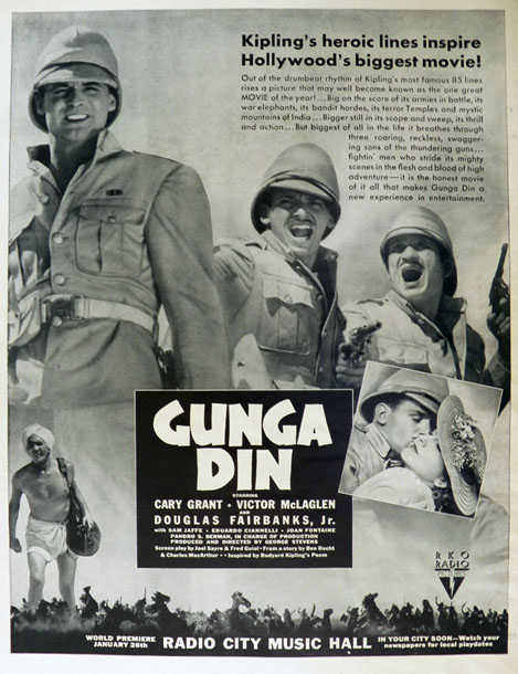 1939 Movie Ad ~ Gunga Din ~ Cary Grant