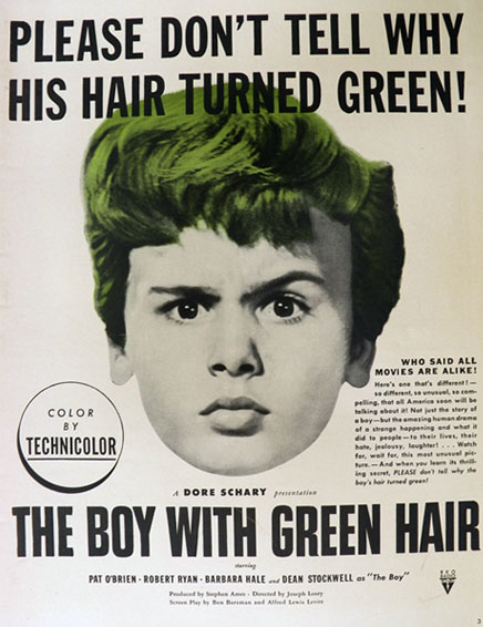 1948 The Boy With Green Hair Movie Ad ~ Dean Stockwell