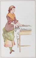 Geo Keyes Set of 5 Trade Cards ~ Victorian Women, Housework