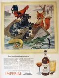 1944 Imperial Whiskey Ad ~ Albert Staehle Dog, Cat, Fox, Chicken
