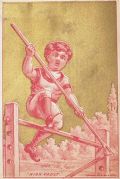 Boy Doing Pole Vault Victorian Trade Card