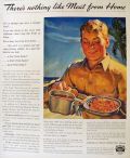 1943 WWII American Meat Institute Ad ~ Meat From Home