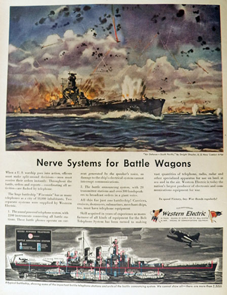 1944 Western Electric Ad ~ Phones on Battleships