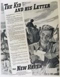 1943 WWII New Haven Railroad Ad ~ A Soldier's Letter
