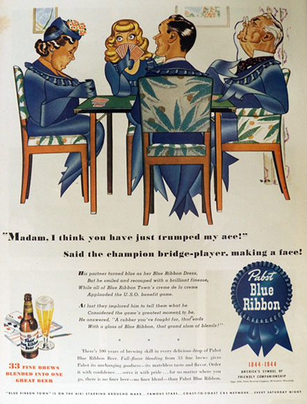1944 Pabst Beer Ad ~ Bridge Players
