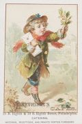 Partridge's Cafe, Phila ~ Victorian Trade Card Set - Children w/Holly
