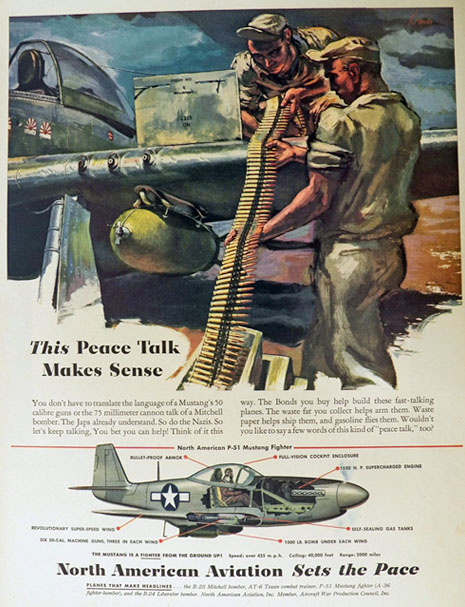 1944 North American Aviation Ad ~ P-51 Mustang Fighter