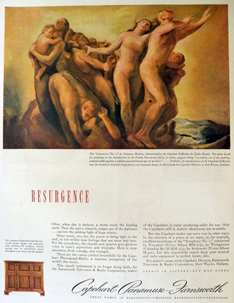 1943 Capehart Chippendale Radio Ad ~ Lewis Daniel Art