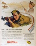 1944 Western Ammunition Ad ~ Soldier Shoots For Freedom