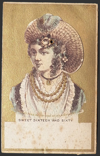 Age 16 and Age 60 ~ Mechanical Victorian Trade Card