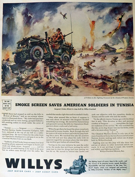 1944 Willys Jeep Ad ~ Sessions ~ Chemical Warfare Unit