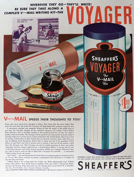 1943 Scheaffer's Voyager V-Mail Kit Ad