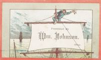 Wm. Johnson, Bookseller ~ Victorian Trade Card ~ Phenix, RI