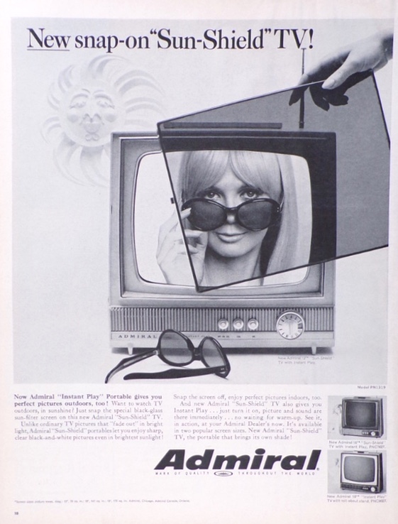 1967 Admiral Snap-On Sun-Shield TV Ad