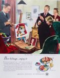1950 Beer Belongs Ad ~ New Hobby ~ Douglass Crockwell