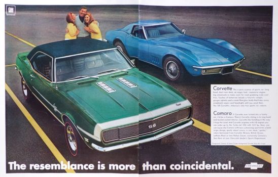 1968 Vintage Chevy Camaro & Chevy Corvette Ad