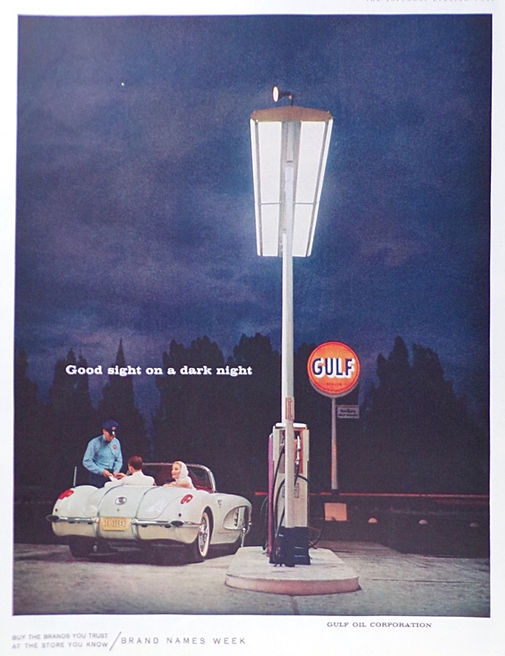 1959 Gulf Gas & Oil Ad ~ '59 Corvette Convertible