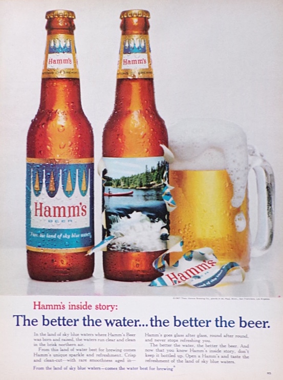 1967 Hamm's Beer Ad ~ The Better the Water . . .