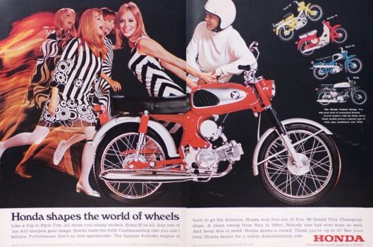 1967 Honda Custom Motorcycles Retro Print Ad