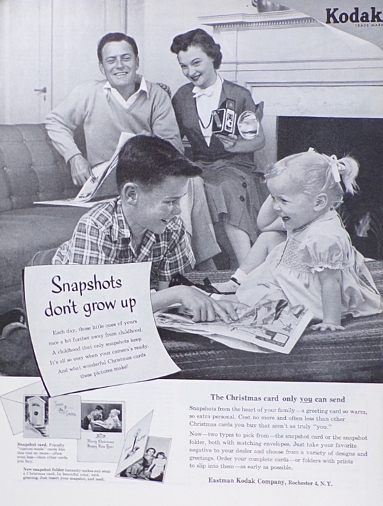 1953 Retro Kodak Ad ~ Snapshots Don't Grow Up