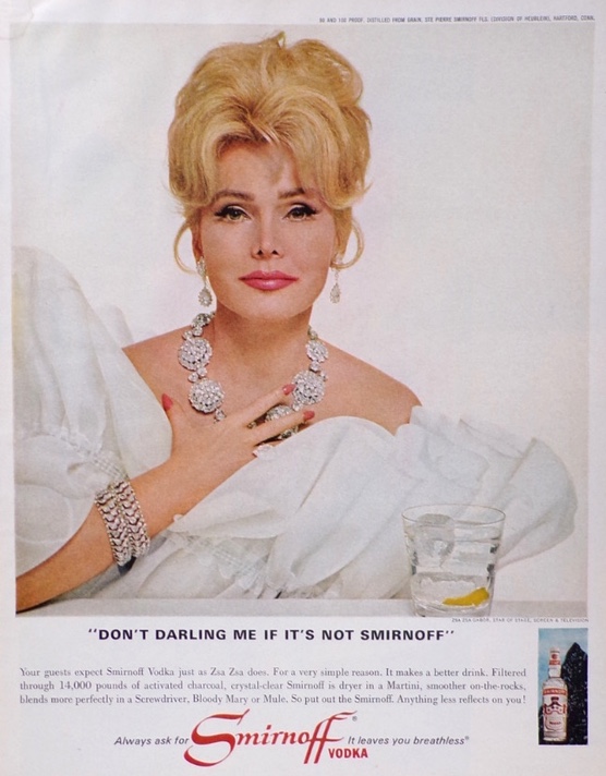 1967 Smirnoff Vodka Ad ~ Zsa Zsa Gabor