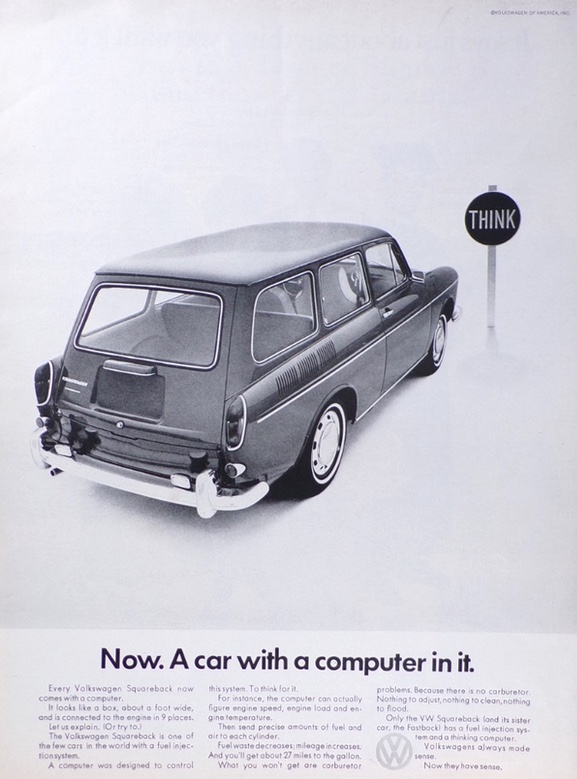 1968 VW Volkswagen Squareback Ad ~ Car with Computer