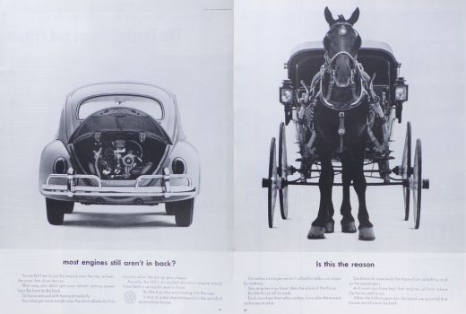 1963 VW Volkswagen Beetle Ad ~ Most Engines Still Aren't in Back?