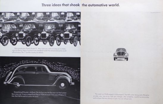 1963 VW Volkswagen Beetle Ad ~ 3 Ideas That Shook the Automotive World