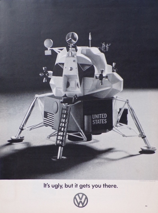 1969 VW Volkswagen Beetle Ad ~ Apollo Lunar Module