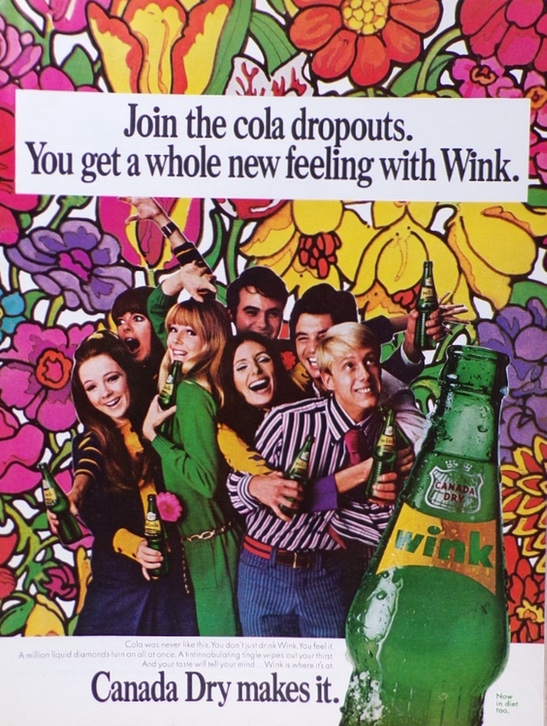1967 Canada Dry Wink Soda Ad Cola Dropouts Groovy Retro Art