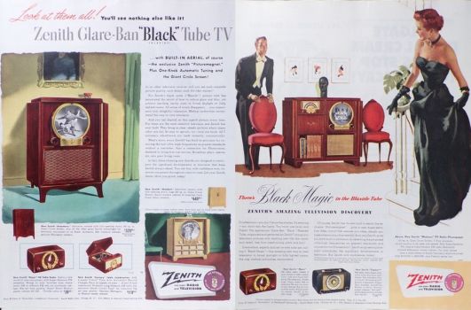 1950 Retro Zenith "Waldorf" Giant Circle TV Ad ~ Black Tube