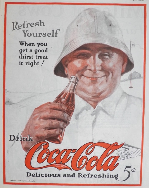 1924 Coca Cola Coke Ad ~ Golfer