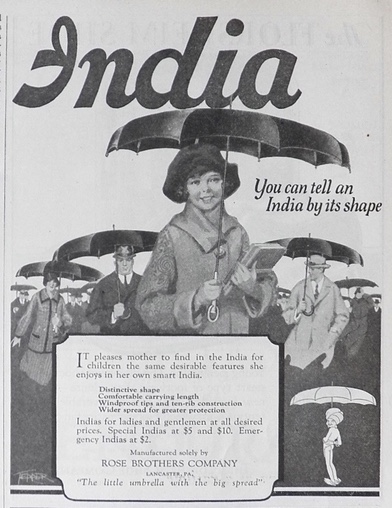 1924 India Umbrella Ad ~ Distinctive Shape