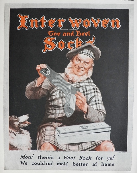 1924 Interwoven Socks Ad ~ Scottish Man in Kilt