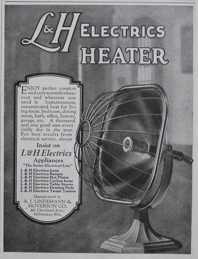 1924 L&H Electric Heater Ad