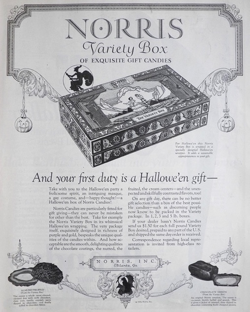 1924 Norris Variety Box Candy Ad ~ For Halloween