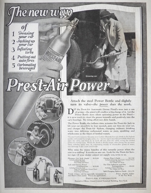 1924 Prest-Air Power Bottle for Autos Ad
